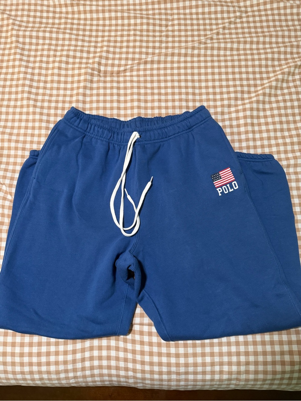 Ralph Lauren Royal Blue Sweatpants with Flag Logo - Picture 2 of 5